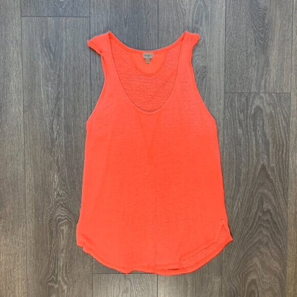 Aritzia Wilfred Free Muscle Tee T-shirt Bright Orange Burnout Sleeveless Size XS - Picture 6 of 11